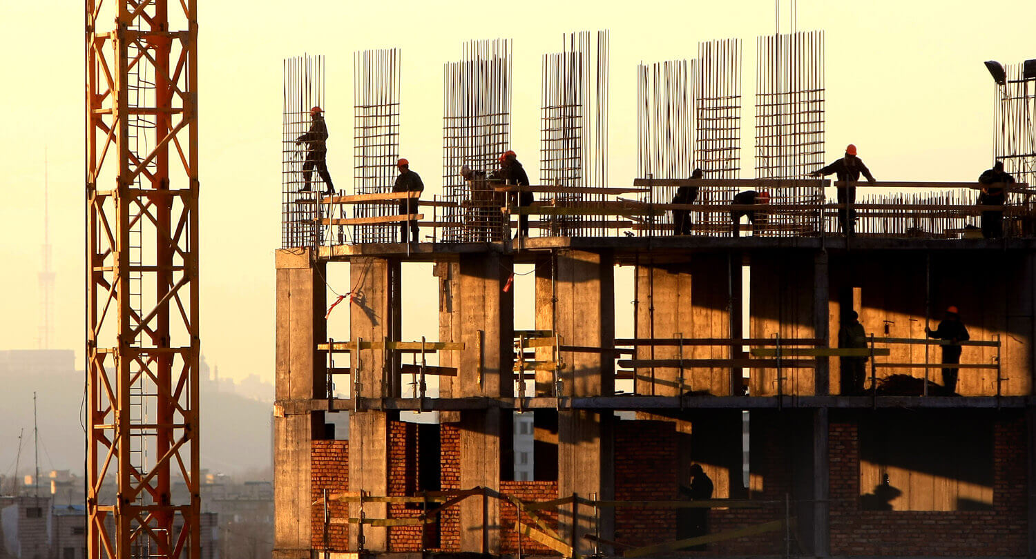 Silhouette of construction worker